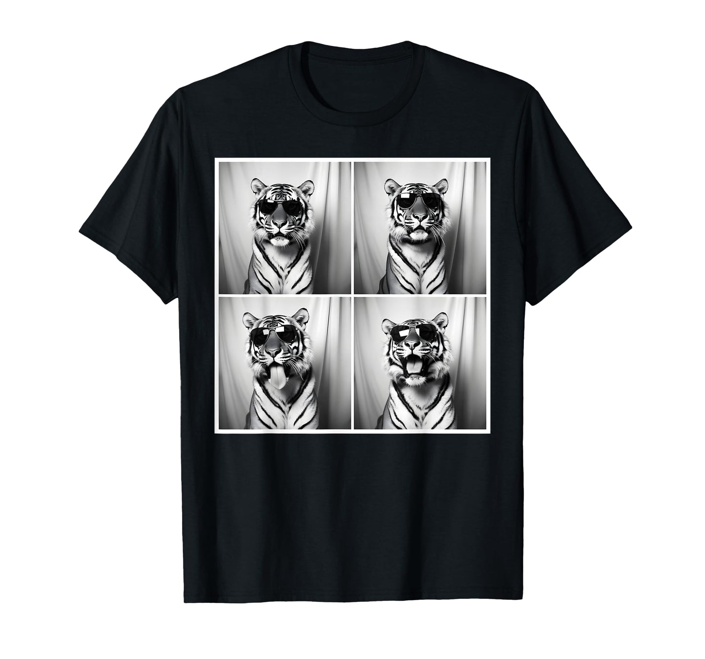 Tiger With Sunglasses Snapshot Funny Wild Animal Photo Booth T-Shirt