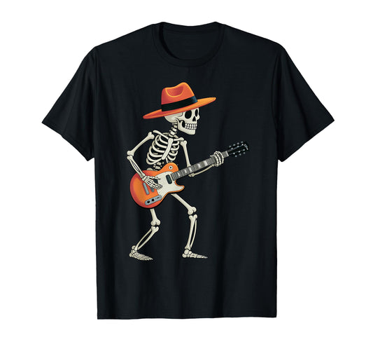 Bass Guitar Skeleton Rocker Guitarist Men Kid Boy Halloween T-Shirt