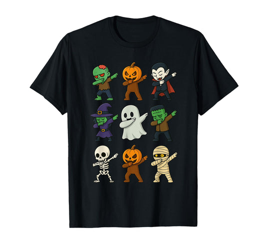 Dabbing Halloween Boys Skeleton Zombie Scary Pumpkin Mummy T-Shirt