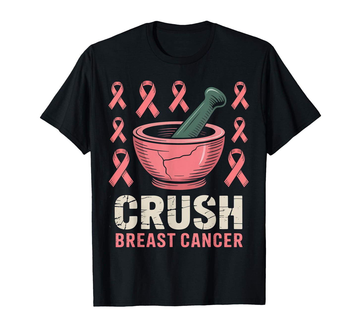 Crush Breast Cancer Awareness Pink Ribbon Pharmacy Retro T-Shirt