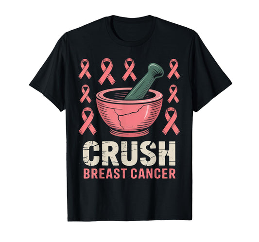 Crush Breast Cancer Awareness Pink Ribbon Pharmacy Retro T-Shirt