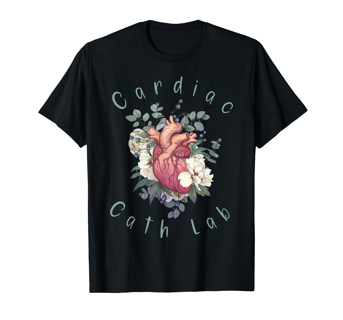 Cardiac Cath Lab Nurse Anatomy Heart Floral Cardiology T-Shirt