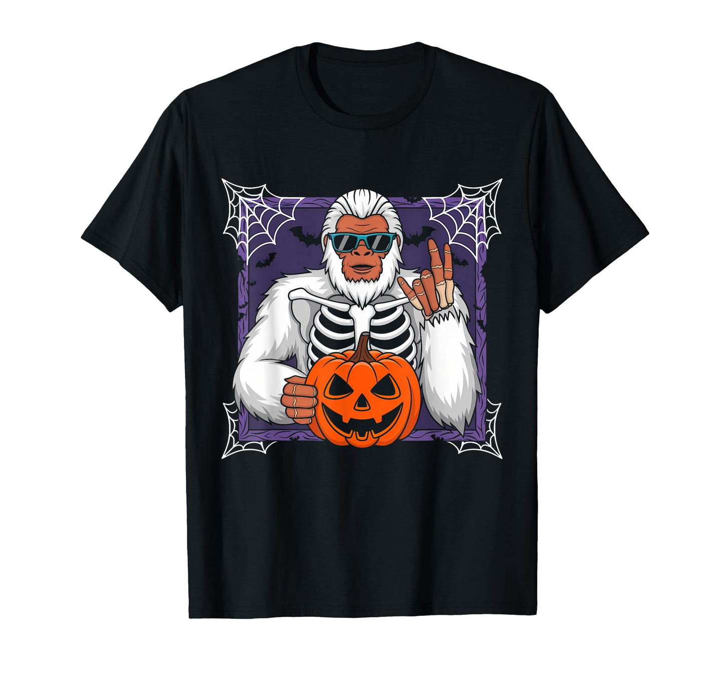 Spooky Bigfoot Jack O Lantern Skeleton Halloween Boys & Men T-Shirt
