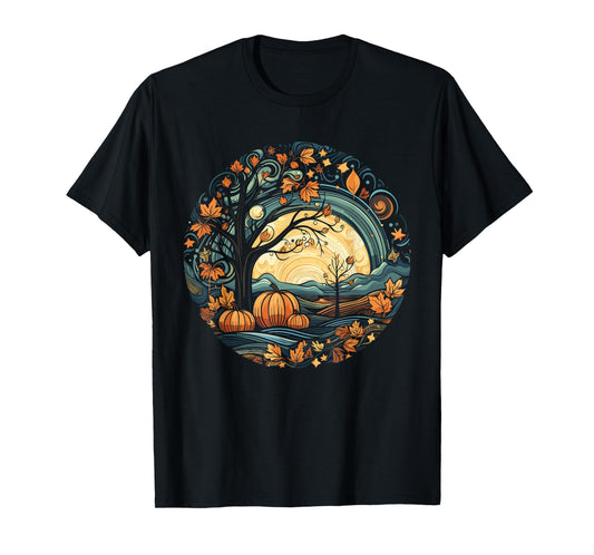 Cottagecore Pumpkins Leaves and Trees Women's Graphic T-Shirt