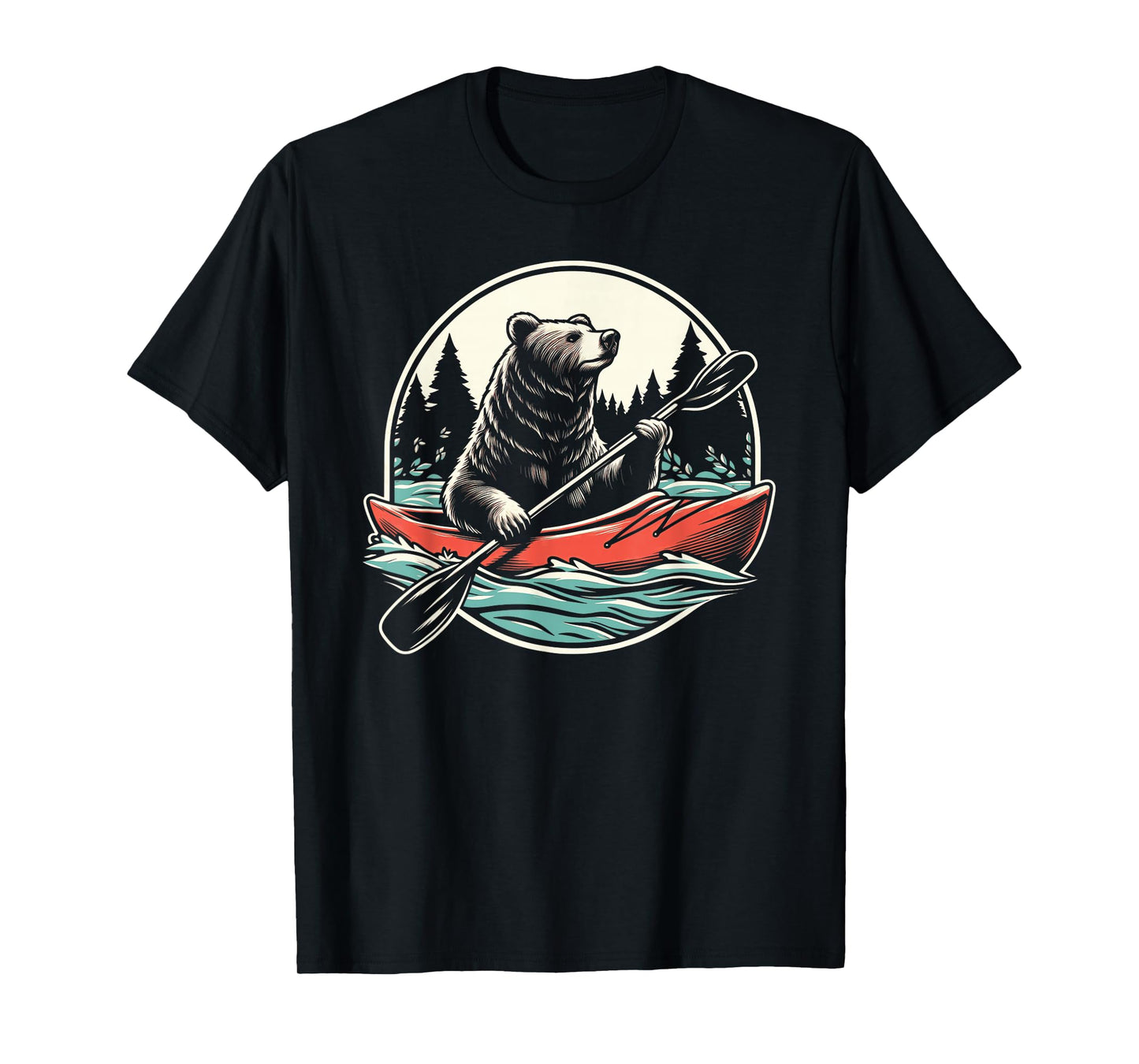 Bear With Kayak Kayaking Retro T-Shirt