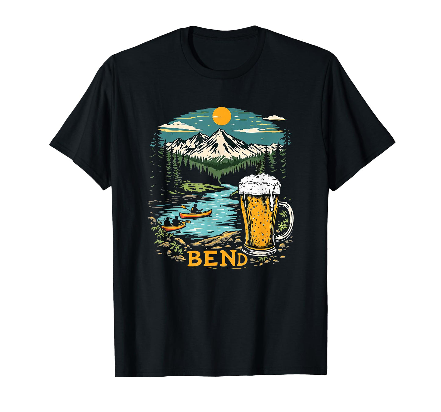 Vintage Bend Oregon Sunset Mountains Cityscape T-Shirt