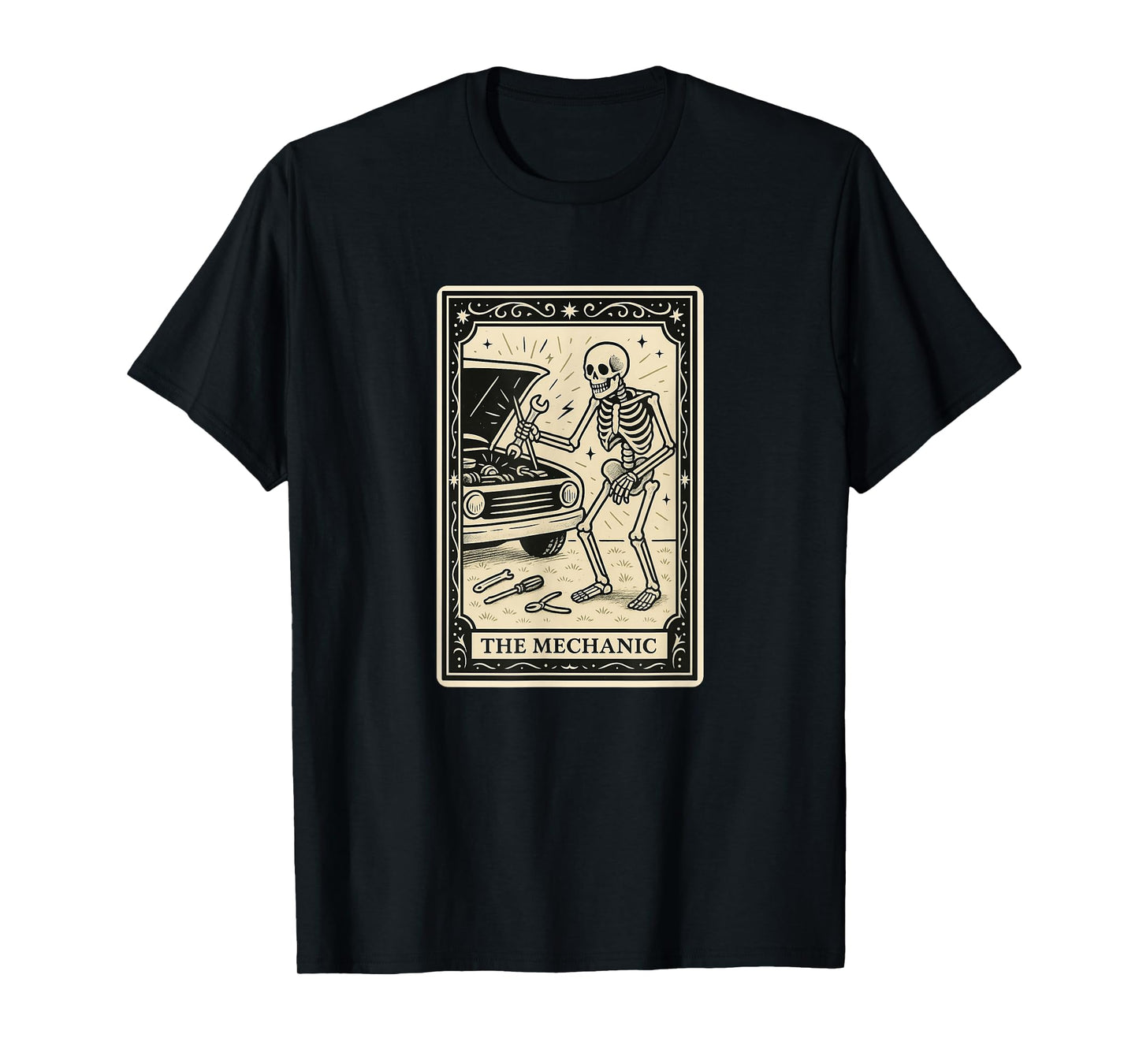 The Mechanic Tarot Card - Spooky Gothic Garage Workshop Car T-Shirt