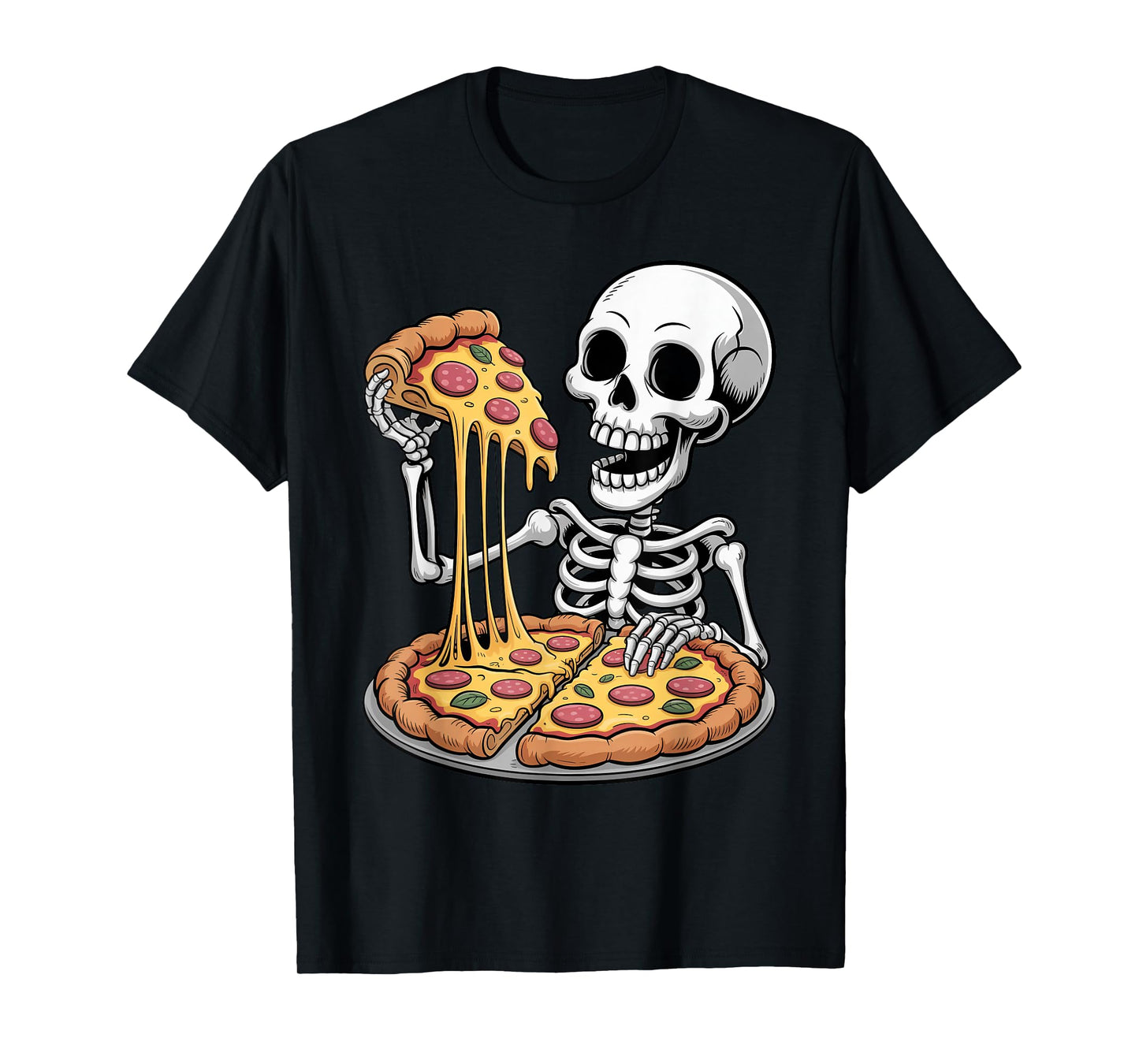 Halloween Skeleton Eating Pizza Toddler Kids Trick or Treat T-Shirt