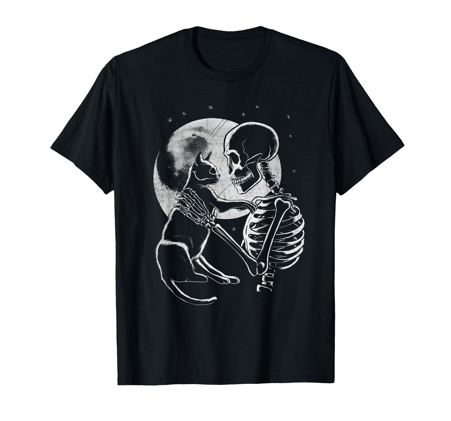 Skeleton Holding A Cat Funny Halloween Men Women Girl Kids T-Shirt