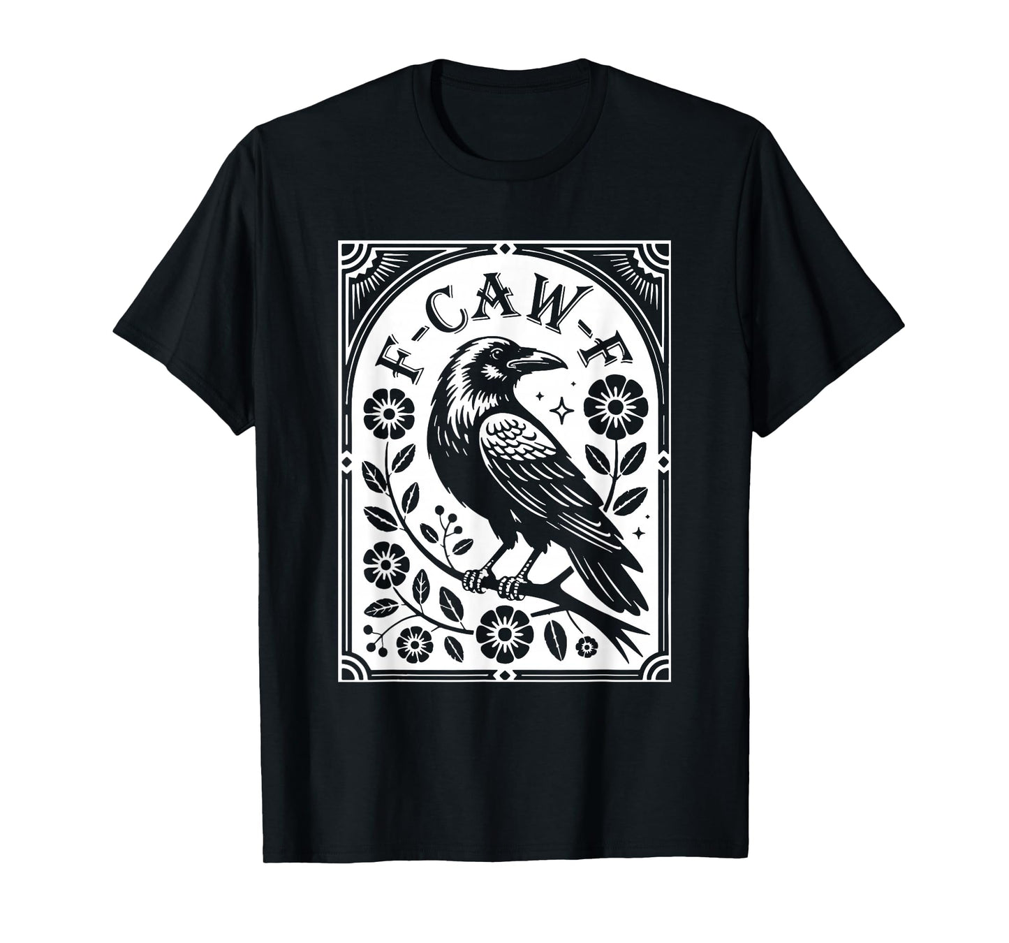 F-Caw-F Raven with Flowers T-Shirt