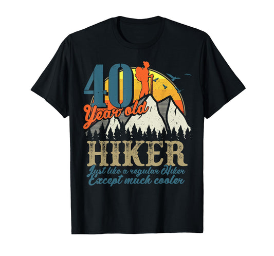 40th Birthday Hiking Mountains 40 Year Old Hiker T-Shirt