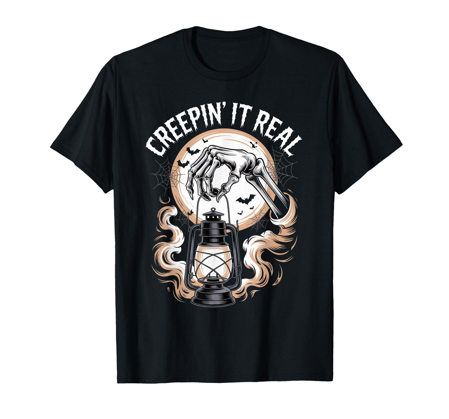 Creepin It Real Gothic Halloween | Skeleton Hand Lantern T-Shirt