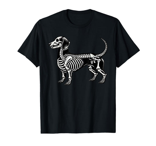 Dachshund Dog Skeleton Halloween T-Shirt