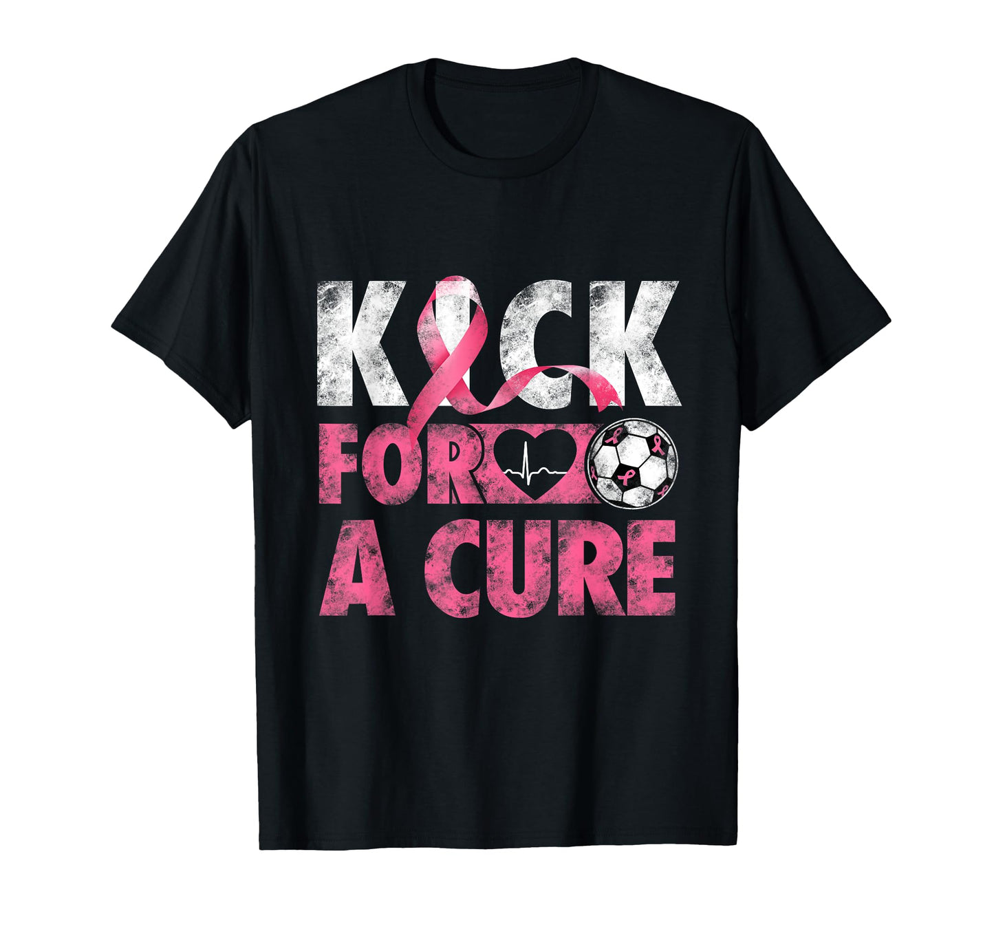 Kick For a Cure Breast Cancer Awareness Pink Ribbon Soccer T-Shirt