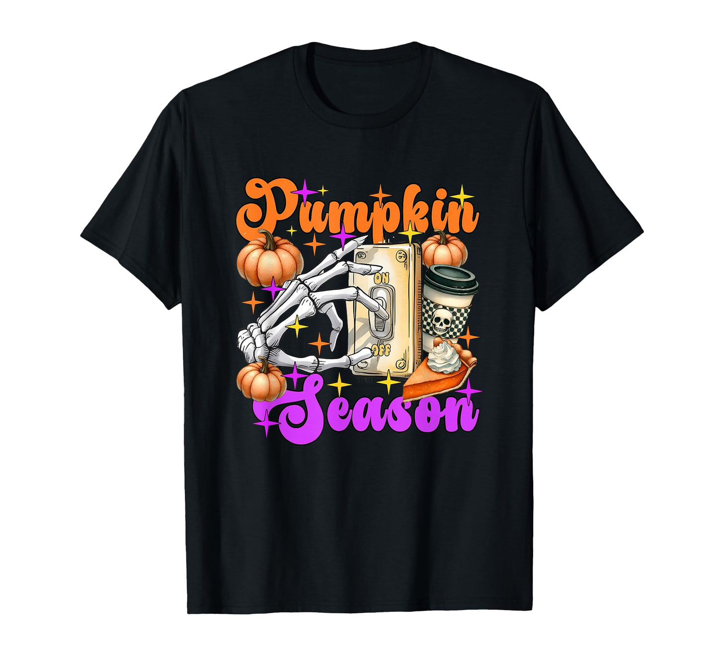 Pumpkin Season Skeleton Coffee Pie T-Shirt