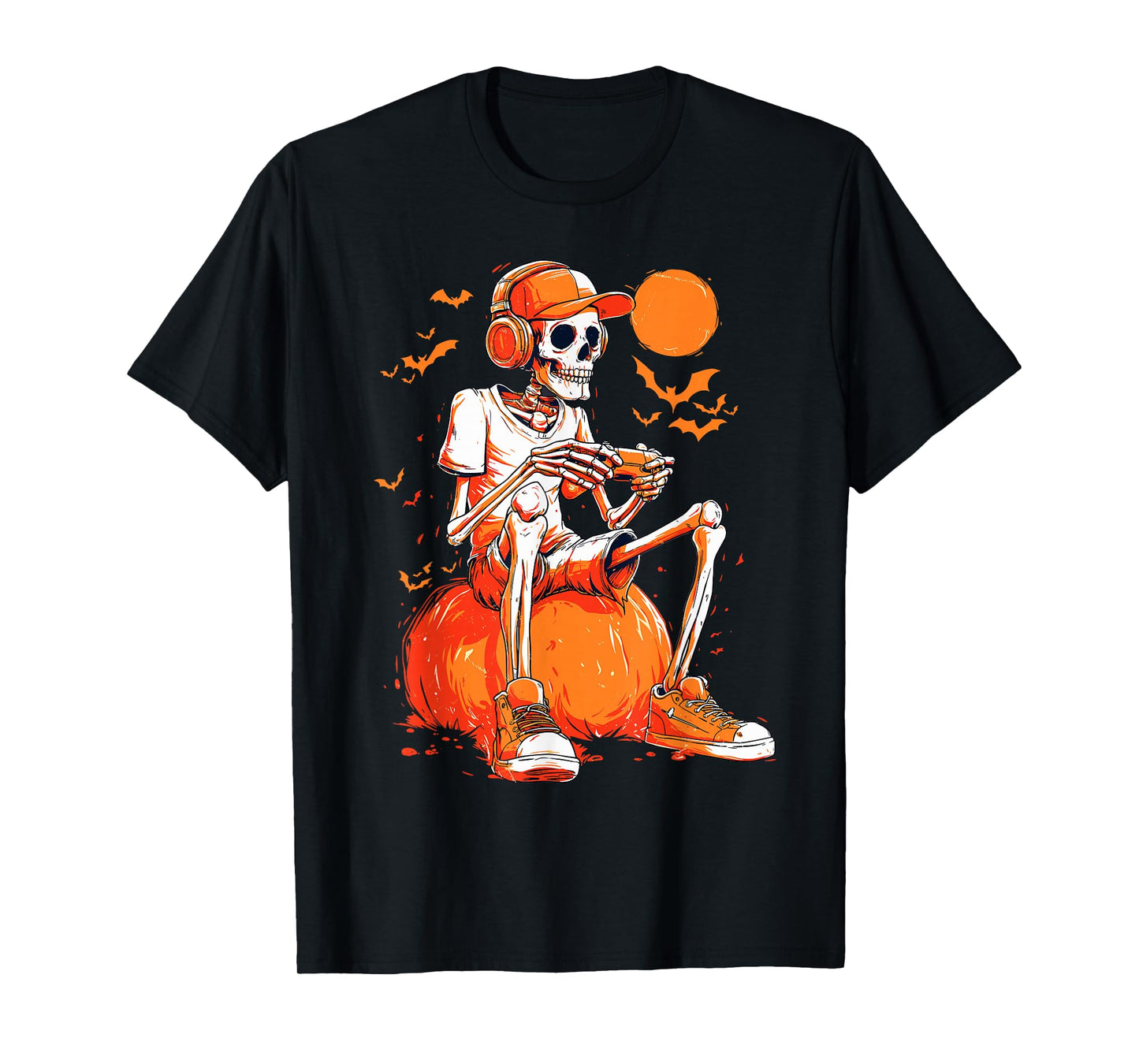 Halloween Skeleton Gamer Video Gaming Boys Men Kids Tees T-Shirt