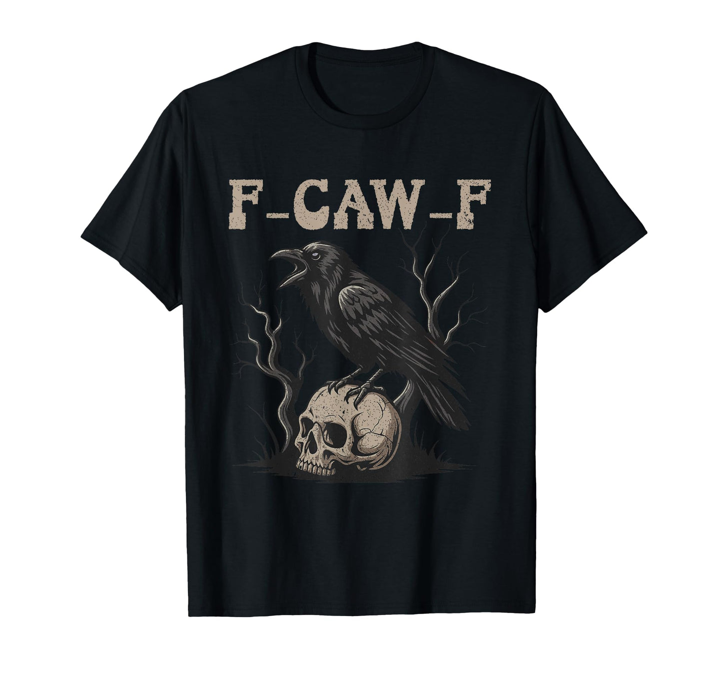 Black Crow F-Caw-F Full Moon Gothic Black Bird Adult Humor T-Shirt