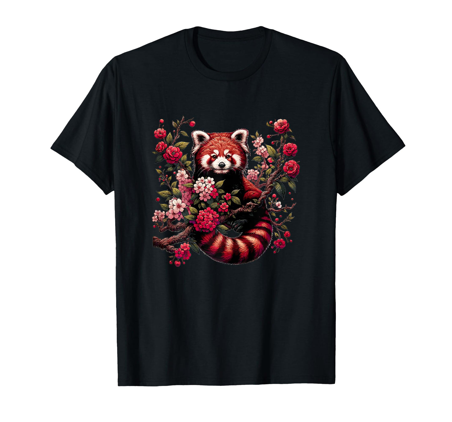 Red Panda Japanese Cherry Blossom Flower T-Shirt