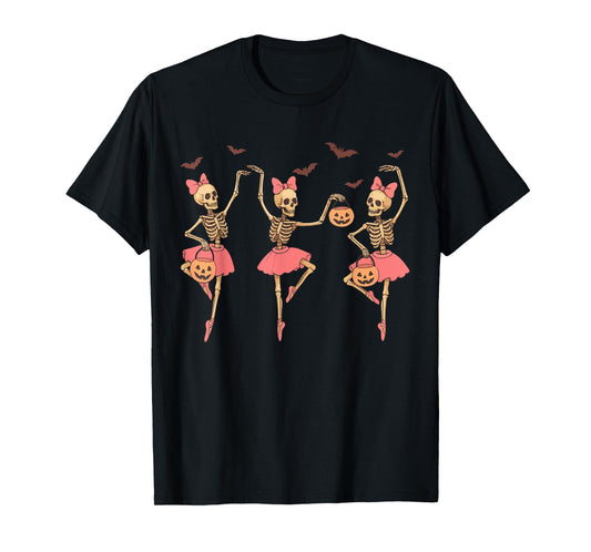 Ballet Pumpkin Skeleton Dance Halloween Men Women Boys Girl T-Shirt