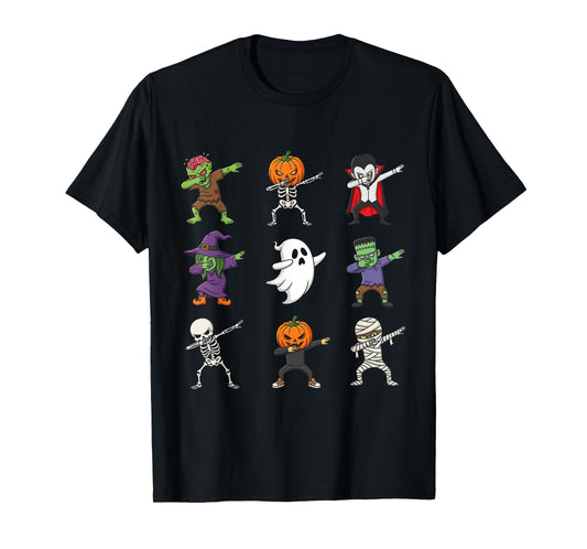 Dabbing Halloween Costumes Skeleton Zombie Pumpkin Mummy T-Shirt