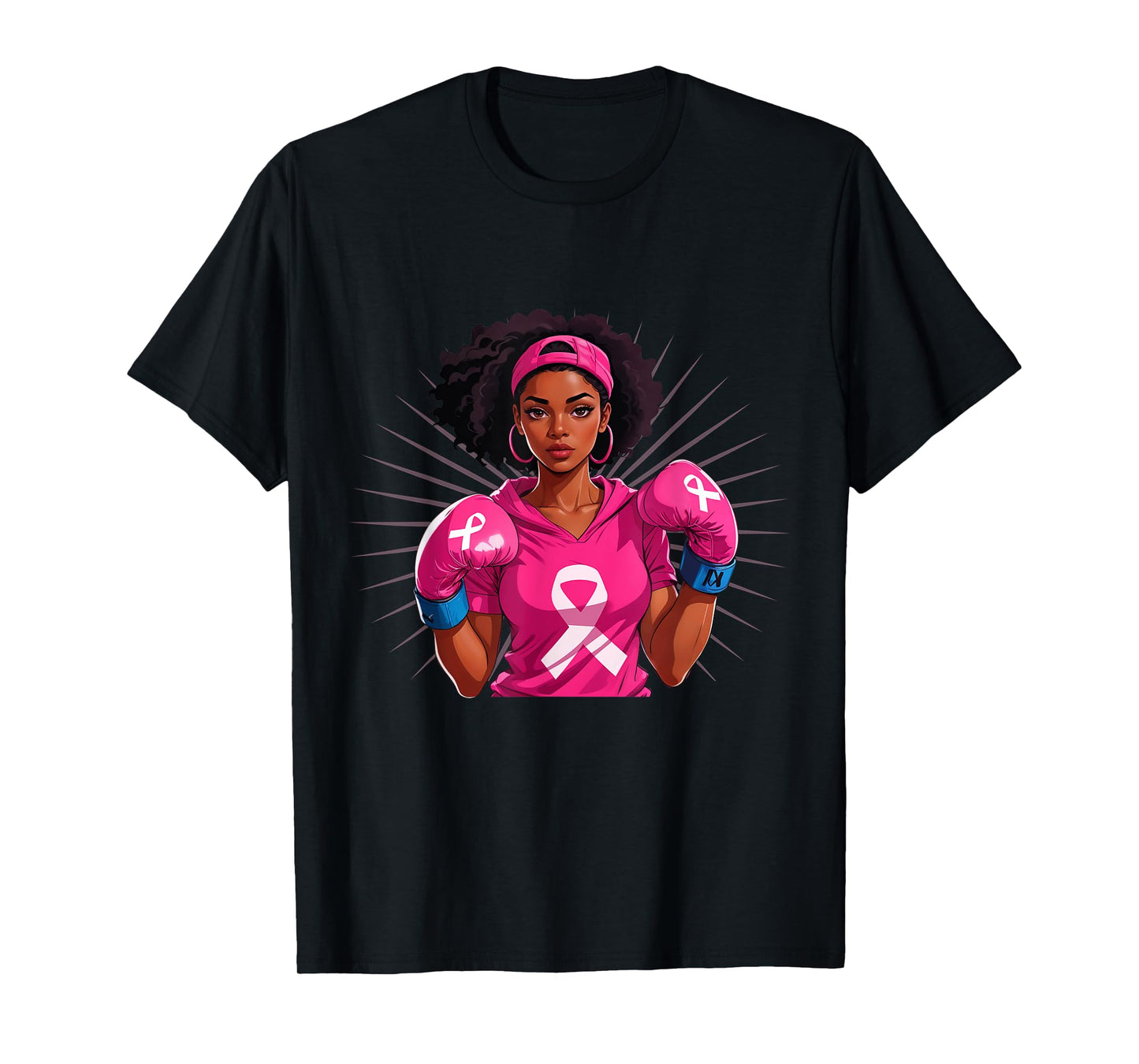 Breast Cancer Awareness African American Woman Boxing Gloves T-Shirt