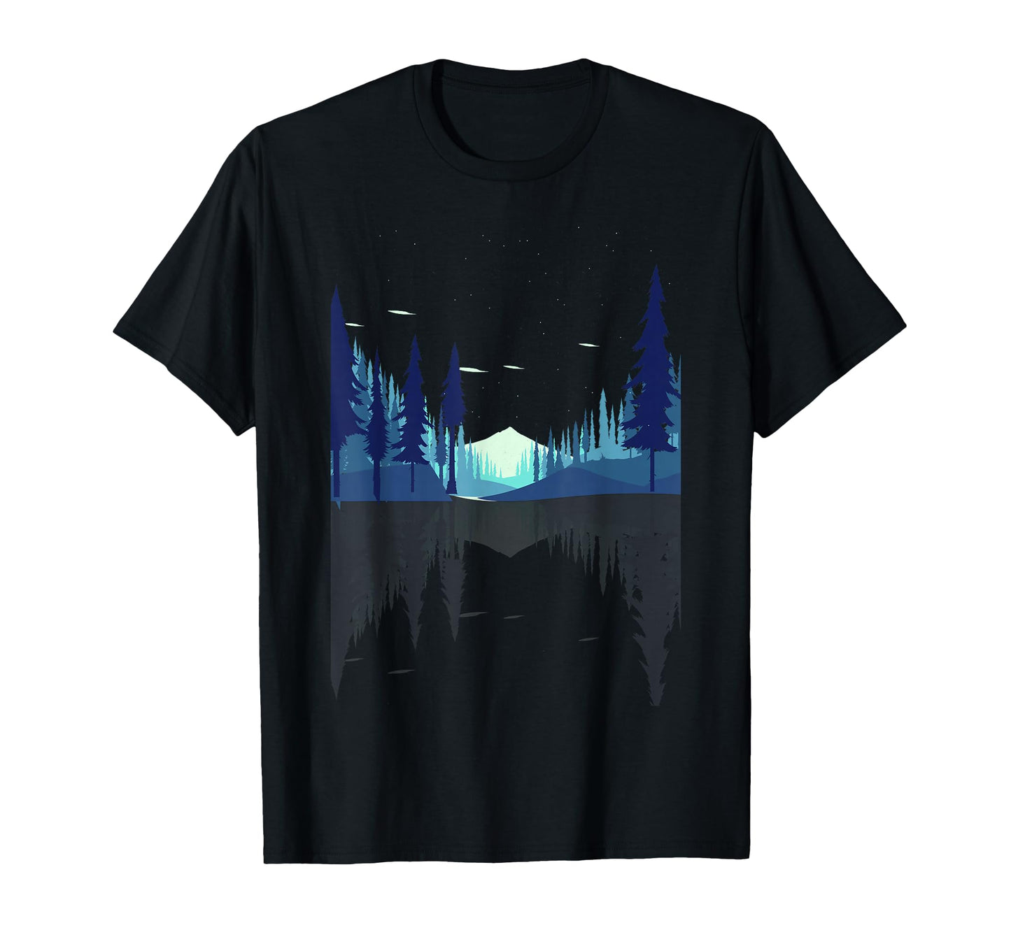 Moonlight Mountains Nature Trees Wildlife Forest Hiking T-Shirt
