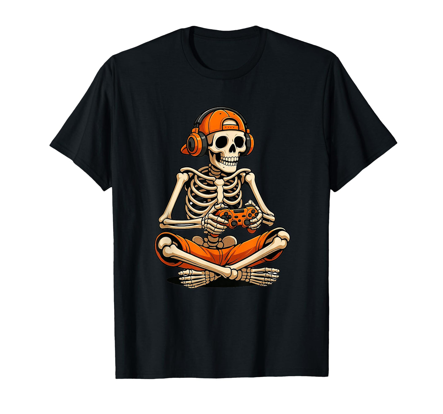 Funny Skeleton Gamer Halloween Video Game Costume Boys Men T-Shirt