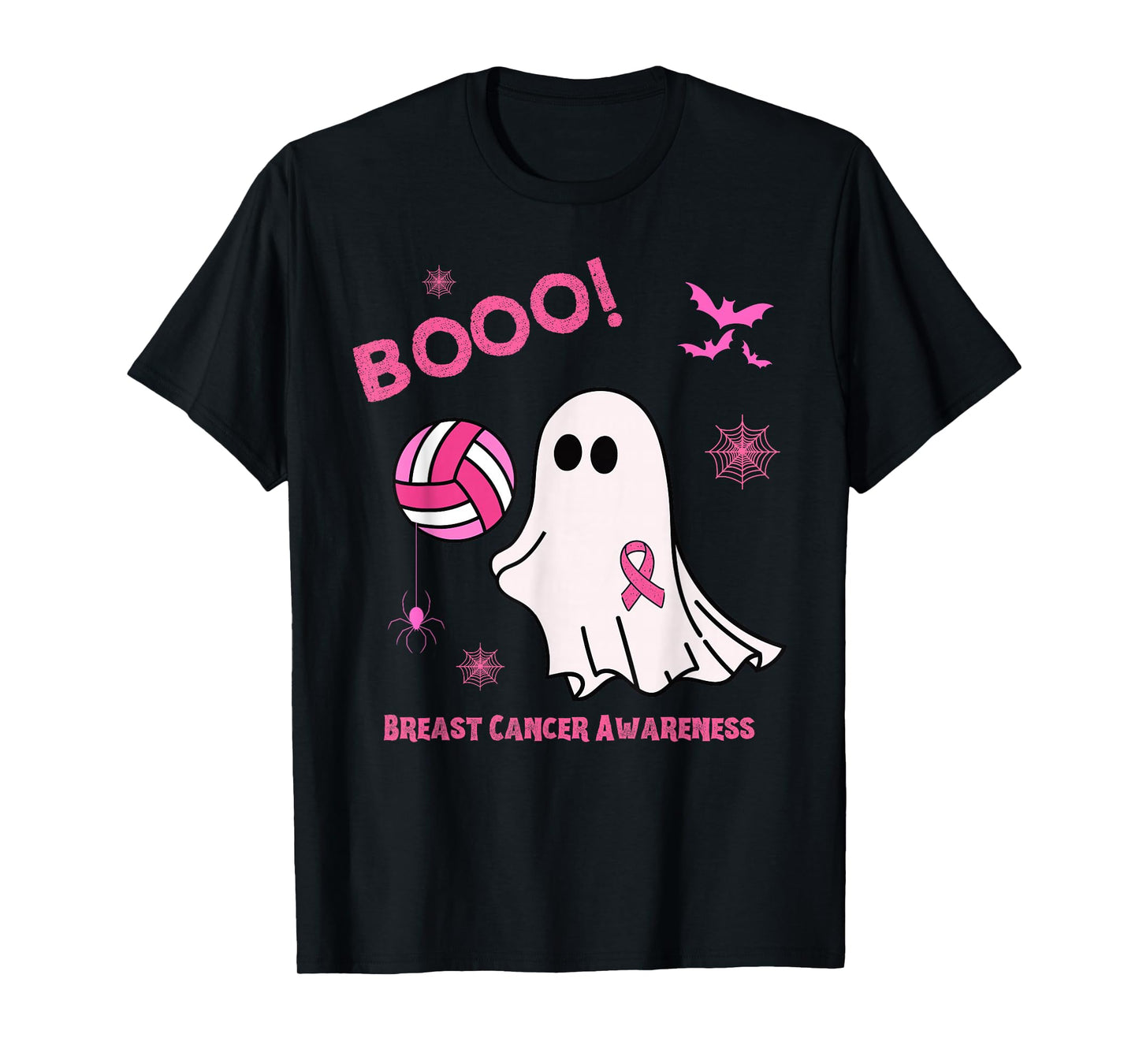 Spooky Volleyball Halloween Breast Cancer Awareness T-Shirt