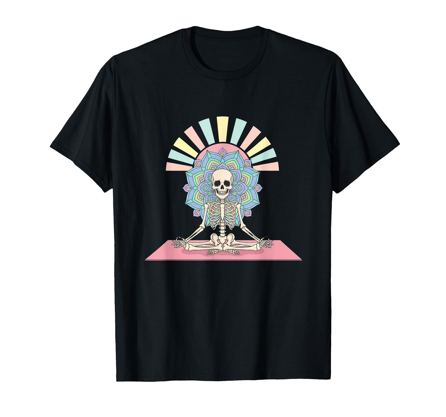 Skeleton Yoga Lotus with Mandala T-Shirt