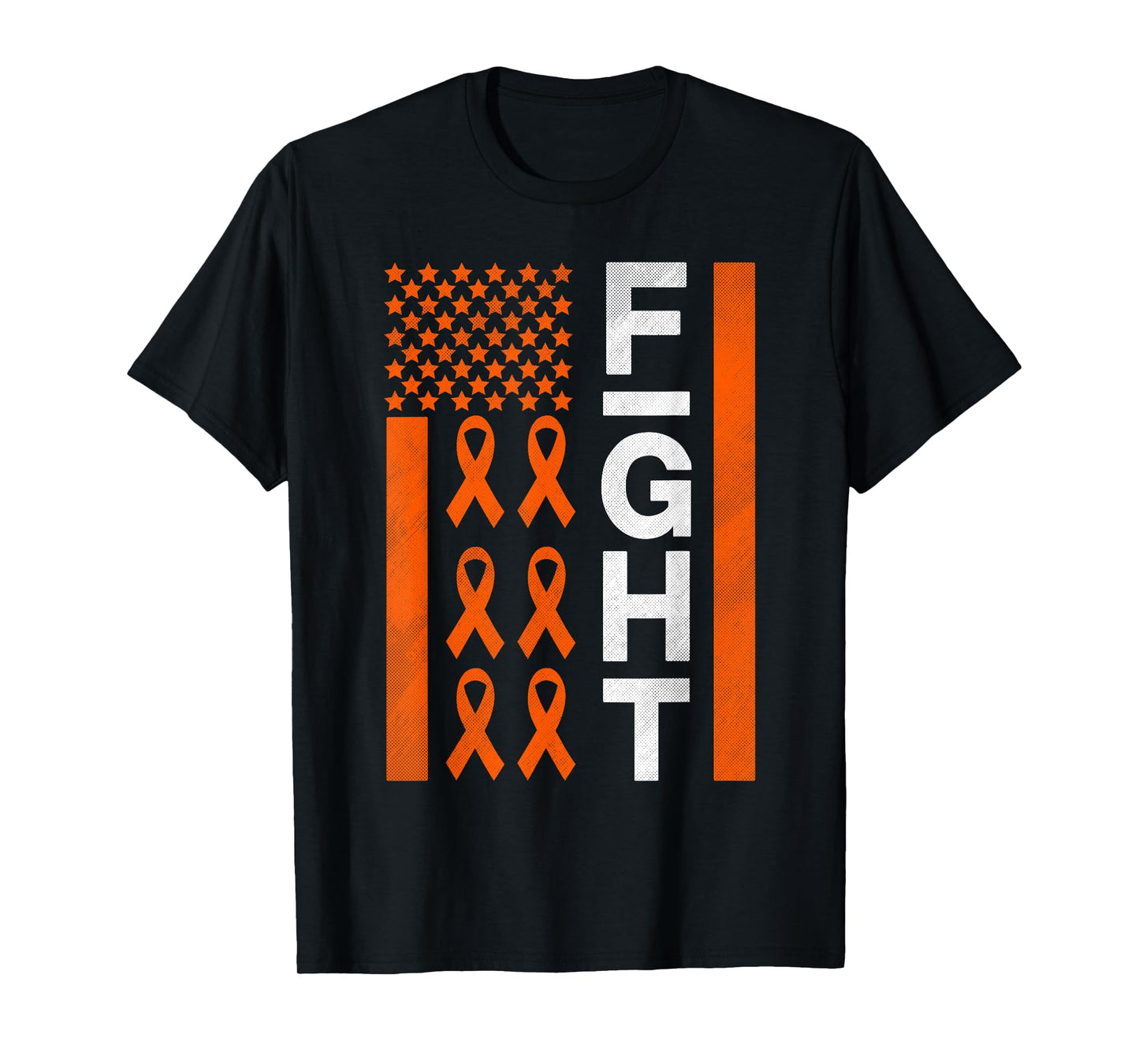 Fight Flag Leukemia Cancer Awareness Orange Ribbon T-Shirt