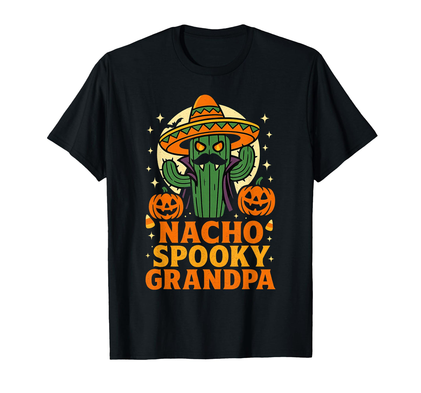 Funny Grandpa Halloween Cactus Sombrero Nacho Spooky Fiesta T-Shirt