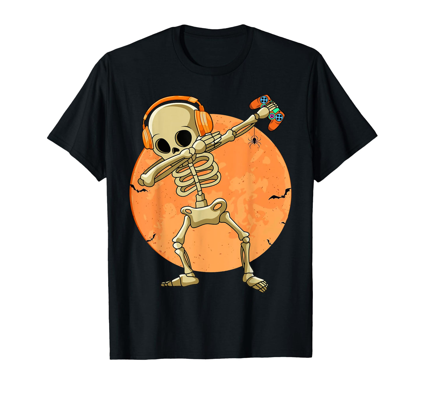 Halloween Moon Skeleton Gamer Video Games Boys Teen Gaming T-Shirt