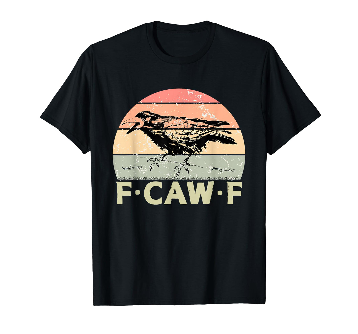 F-Caw-F Black Crow Black Bird Retro Sunset Vintage F-Caw-F T-Shirt