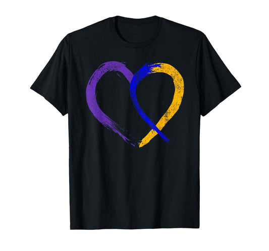 Ribbon Heart Bladder Cancer Purple Blue And Yellow Dysuria T-Shirt