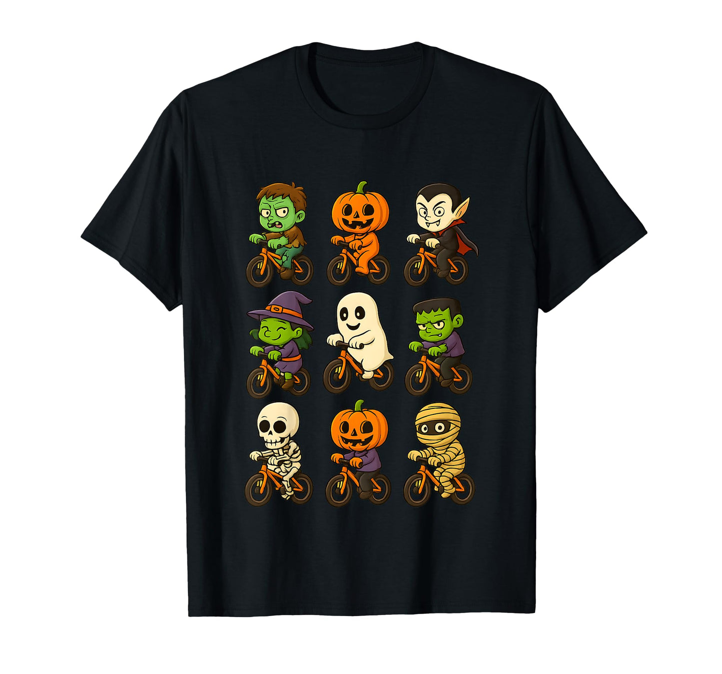 Funny Halloween Monsters Riding Bikes Costume Toddlers T-Shirt