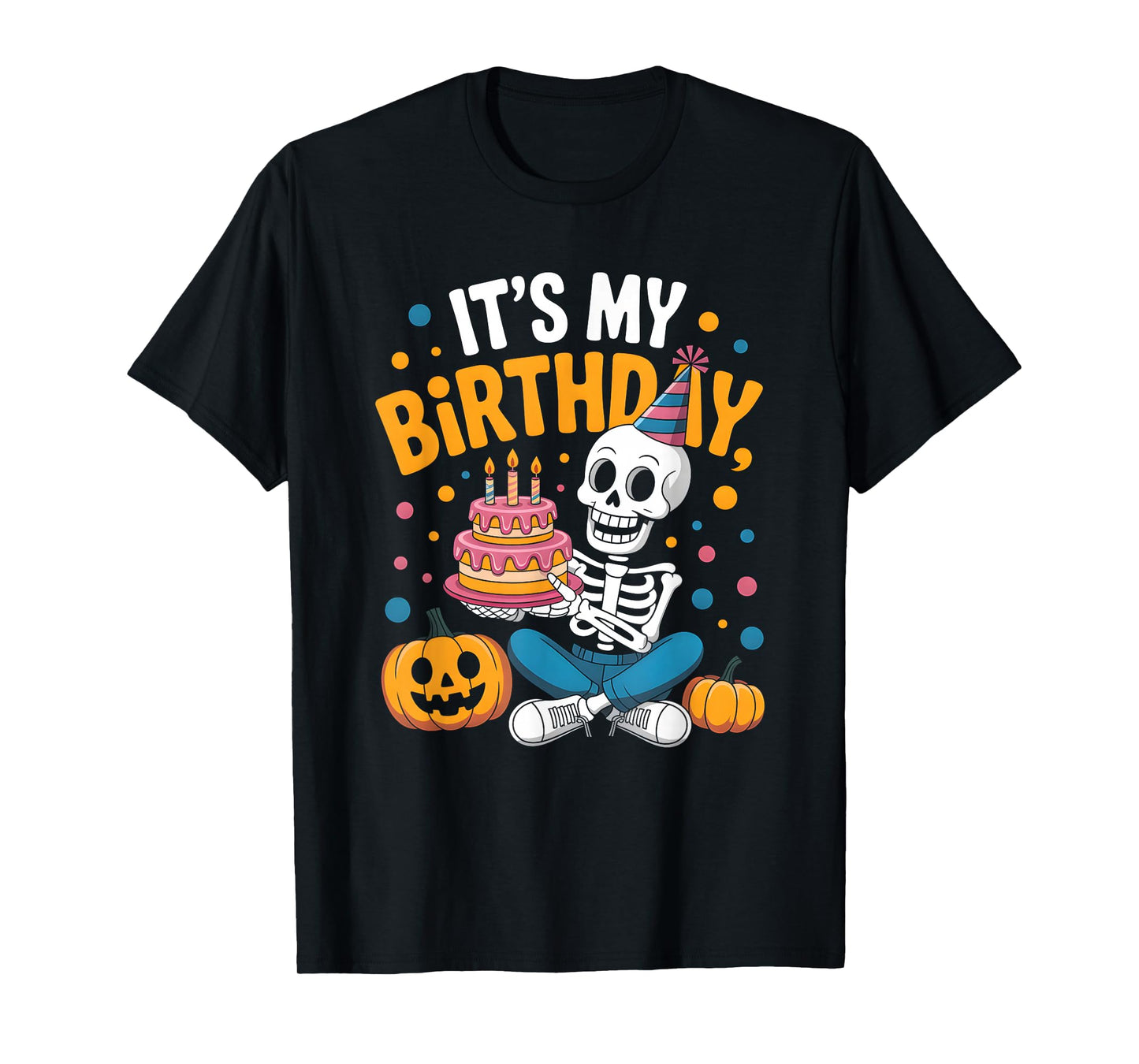 Spooky Halloween Skeleton Birthday Party Vibes T-Shirt