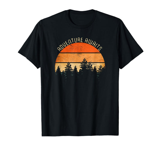 Adventure Awaits, Retro Hiking T-Shirt