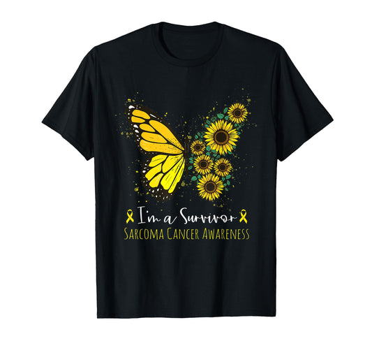 I'm Survivor Sarcoma Cancer Awareness Butterfly Sunflower T-Shirt