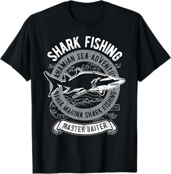 Shark Fisherman Vintage Angler Black Tip Shark Master Baiter T-Shirt