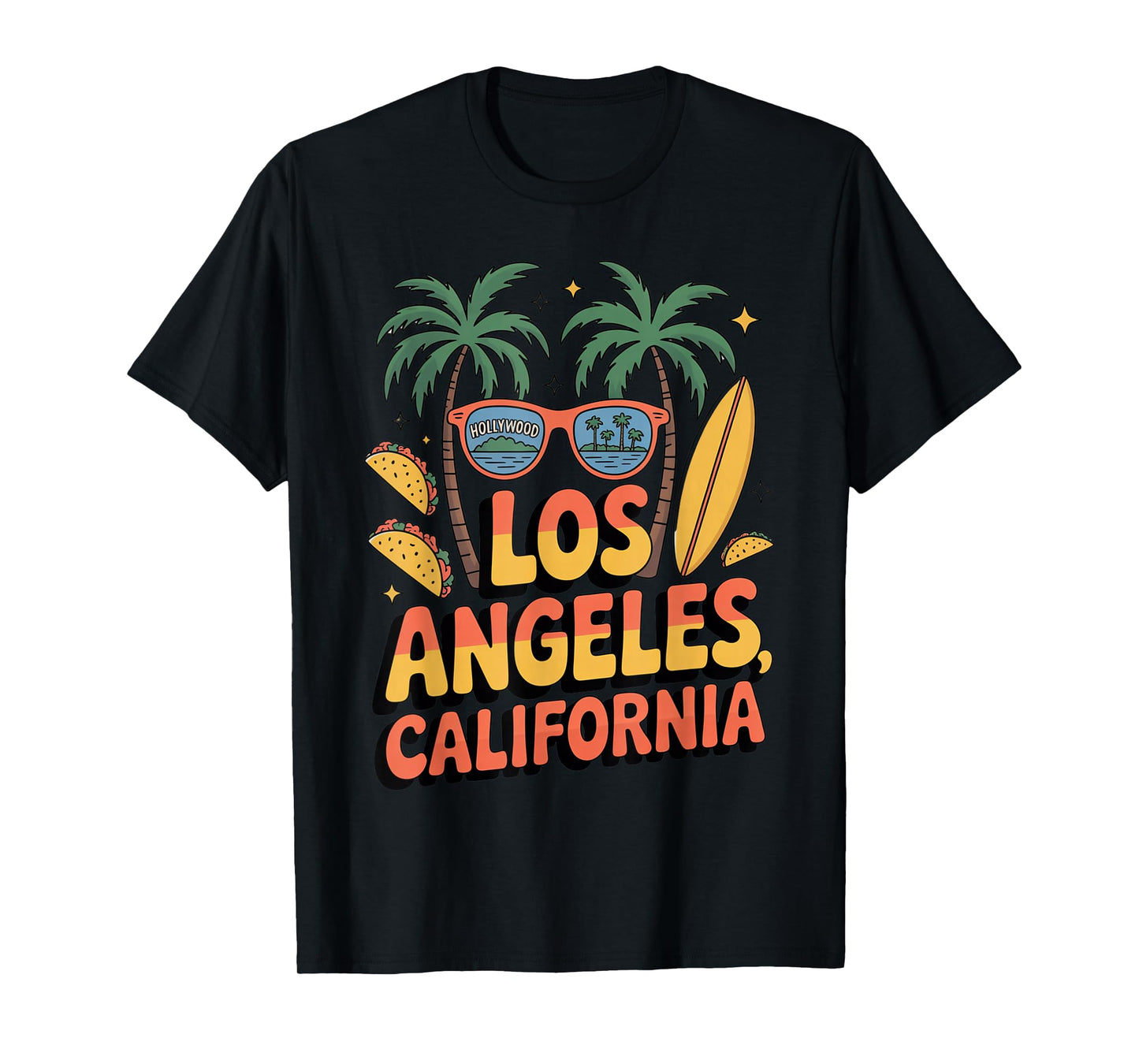 Los Angeles California Palm Trees Surfboard Souvenir T-Shirt