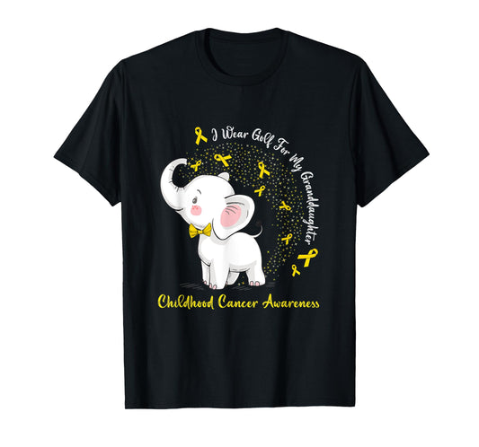 Elephant I Wear Gold For My Granddaughter Childhood Cancer T-Shirt