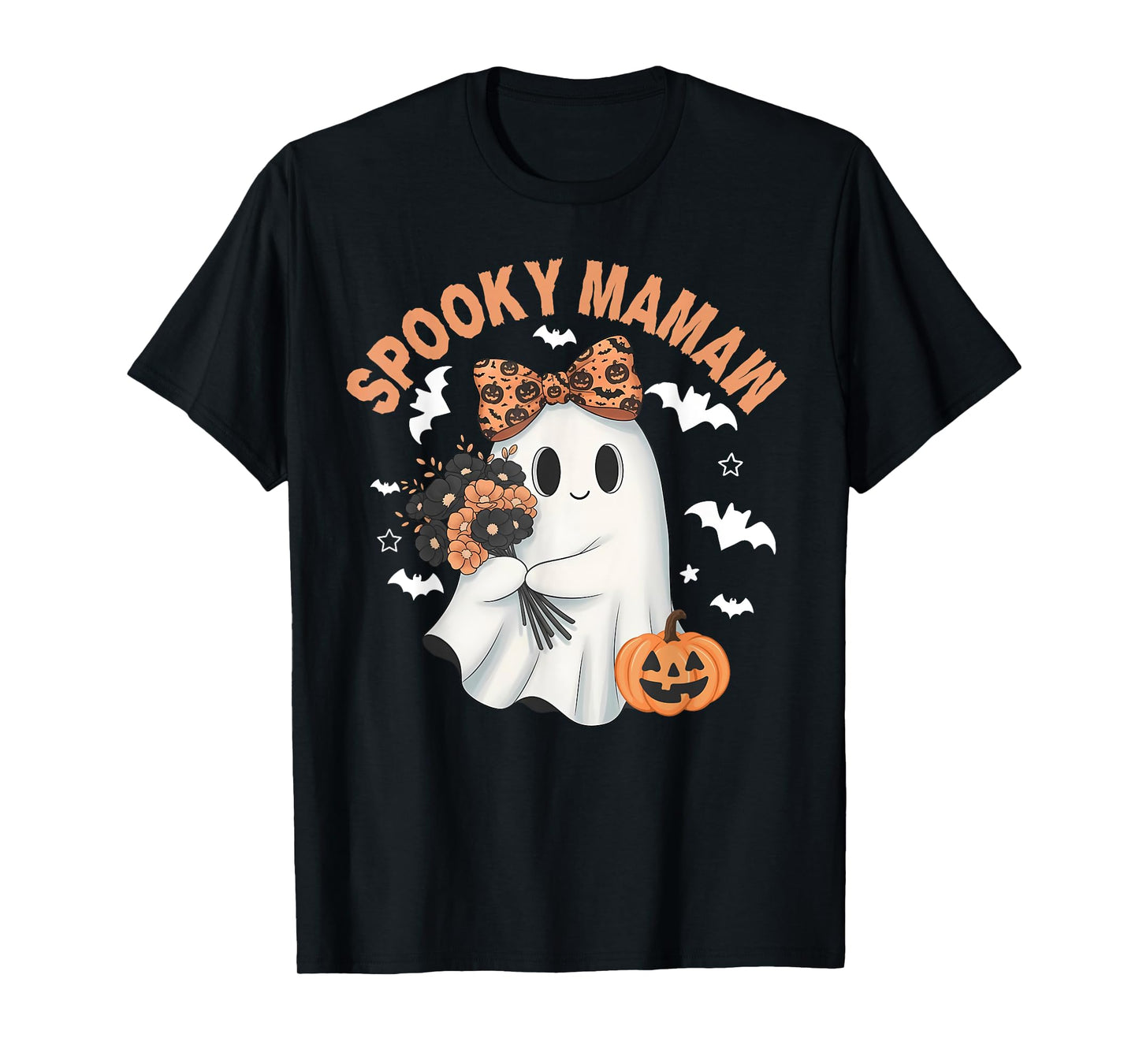 Spooky Mamaw Floral Pumpkin Halloween Women Outfi T-Shirt