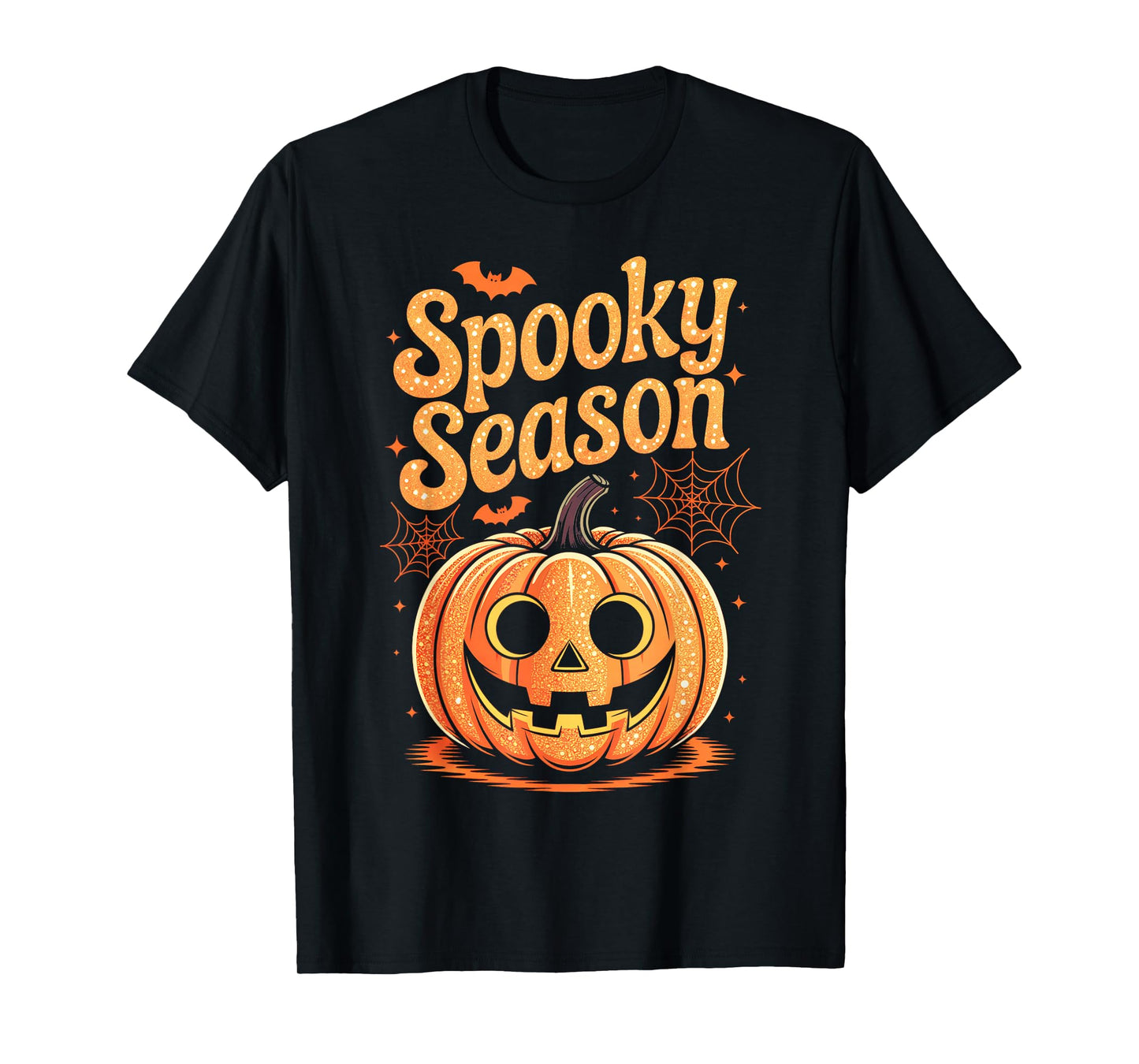 Funny Pumpkin Spooky Season Ghost Holding Happy Halloween T-Shirt