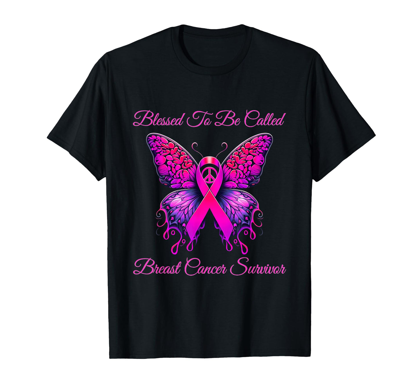 Pink Butterfly Blessed To Be Called Breast Cancer Survivor T-Shirt