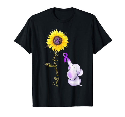 Elephant I Will Remember For You Sunflower Alzheimer T-Shirt