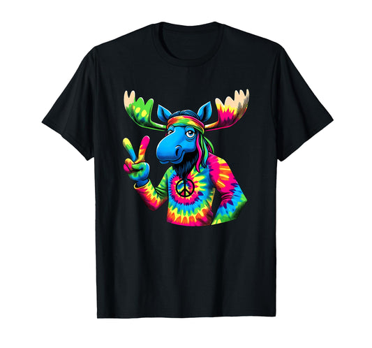Peace Sign Tie Dye Moose T-Shirt