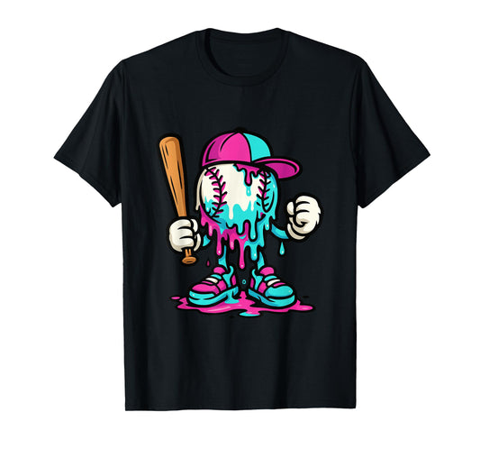 Baseball Drip for Boys Ice Cream Drip Baseball T-Shirt