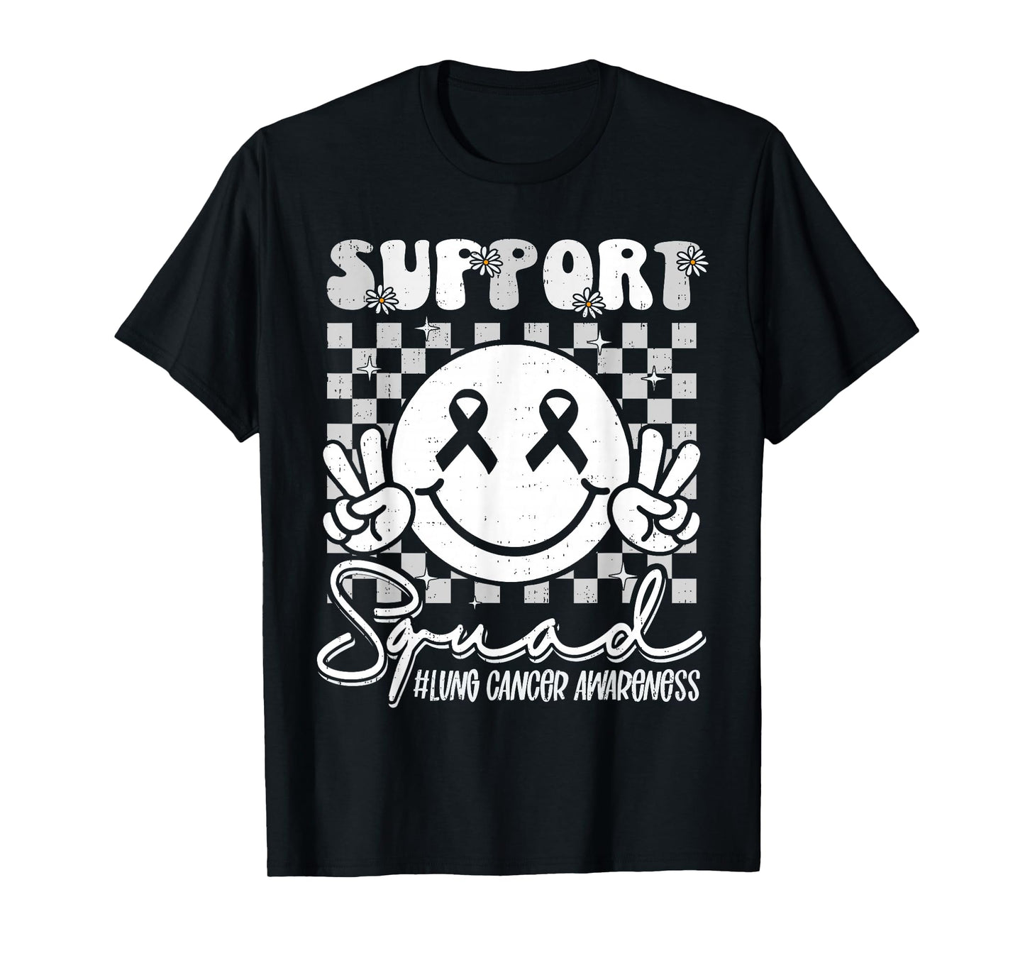 Support Lung Cancer Awareness Smile White Ribbon Girls Kids T-Shirt