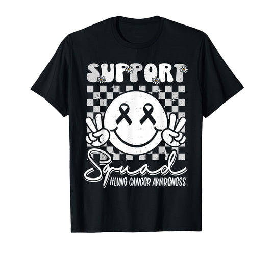 Support Lung Cancer Awareness Smile White Ribbon Girls Kids T-Shirt