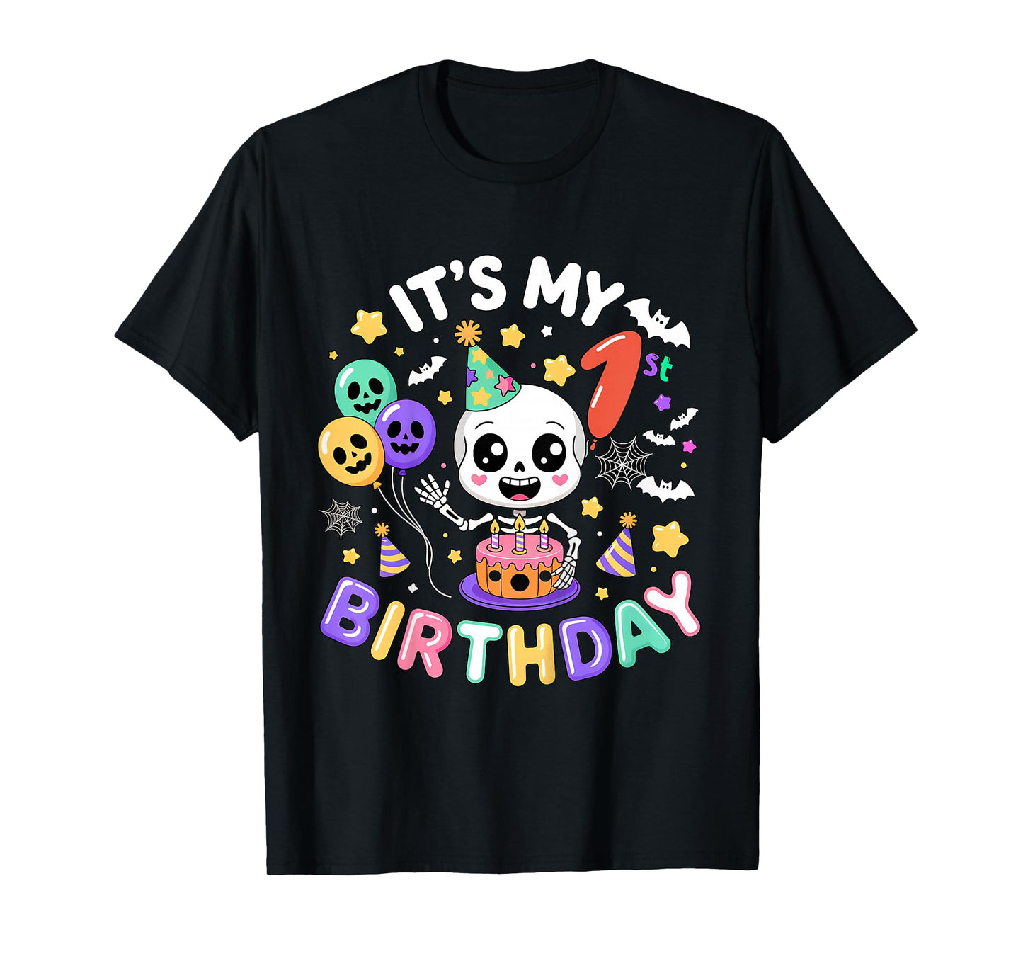 Its My 1st Birthday Skeleton Halloween Toddler Boy Girl T-Shirt